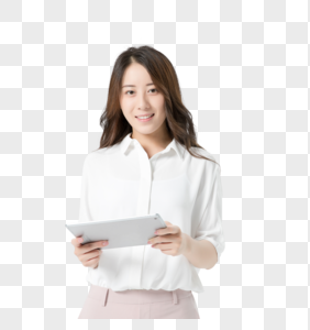 商务女性使用平板电脑图片