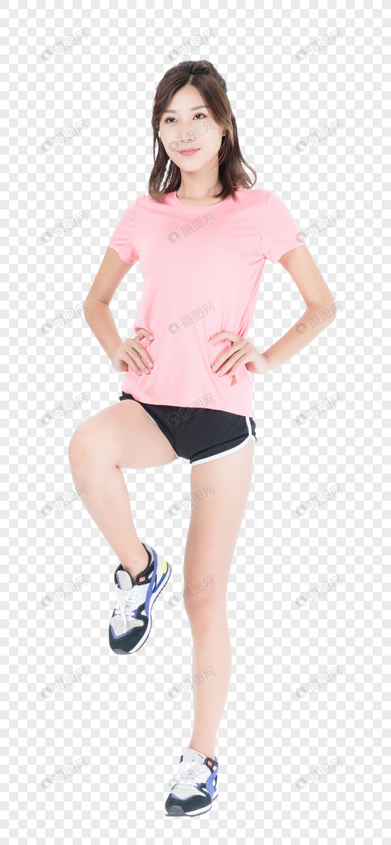 运动女性高抬腿图片