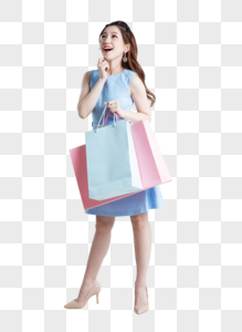 时尚女性手拎购物袋棚拍高清图片