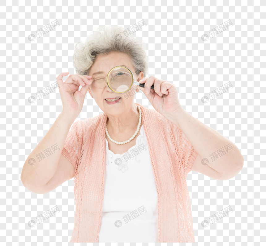 老年奶奶放大镜图片