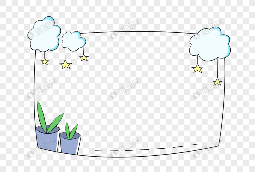 手绘云彩植物装饰边框
