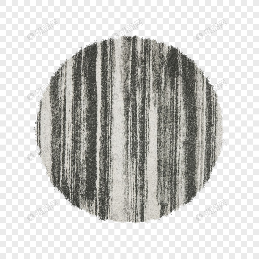 竖条黑白色花纹圆形地毯图片