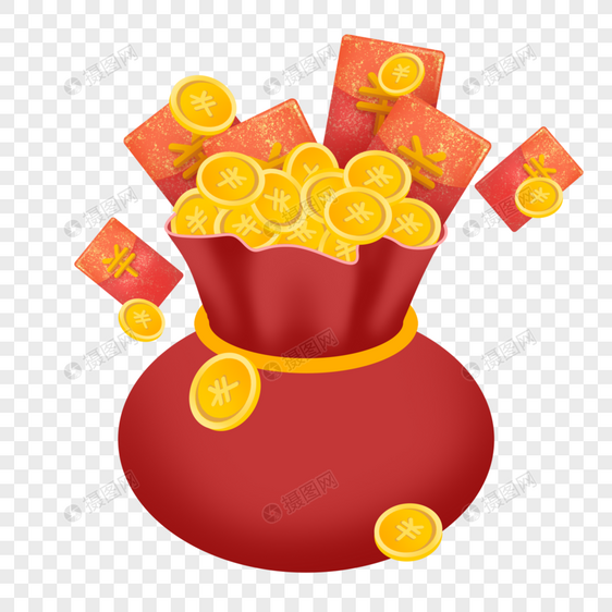 红色钱袋金币