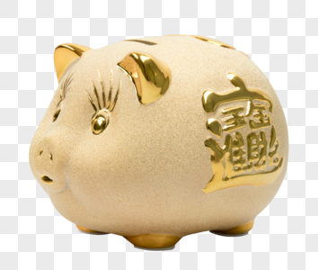 金色猪储蓄罐高清图片
