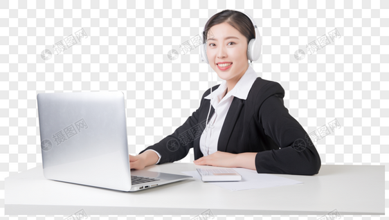 用电脑的客服商务女性图片