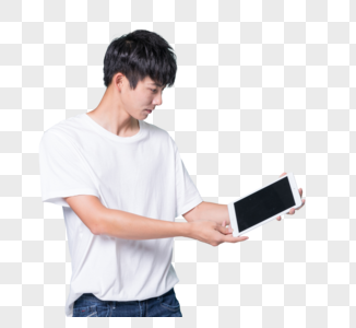 男青年平板电脑样机展示图片