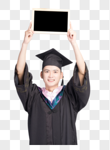 手持黑板展示的毕业大学生图片