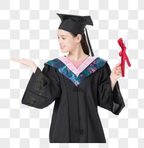 女性大学生毕业手持荣誉证书素材
