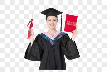 女性大学生毕业手持荣誉证书图片
