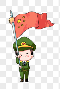 国庆节军人手绘图片