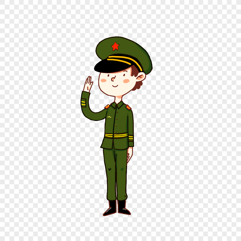 手绘/卡通元素 陆军敬礼军人形象.psd