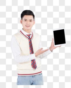 手持平板电脑的男性学生图片