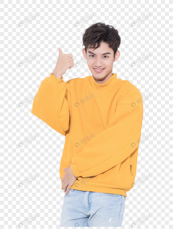 青年男性点赞手势