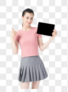 活力青年女性平板电脑展示图片