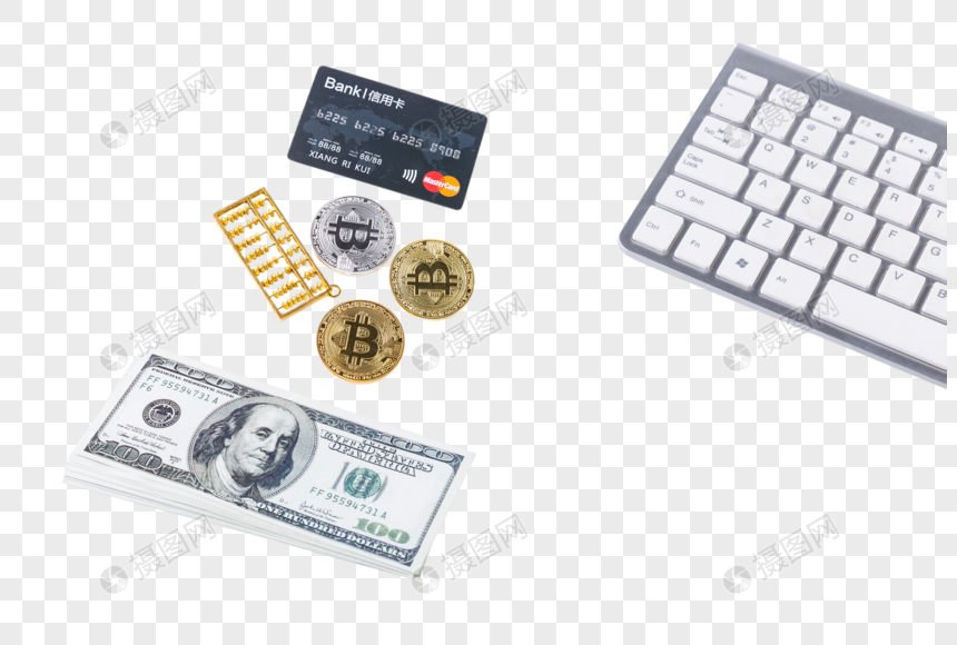 电脑键盘货币信用卡图片
