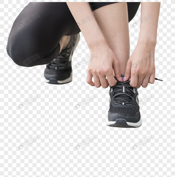 运动健身女性系鞋带图片
