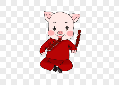 新年猪形象猪小福吃糖葫芦高清图片