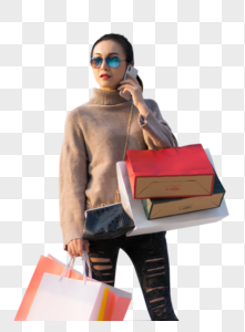 女性手提购物袋消费图片