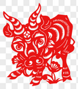 牛剪纸中国红图片