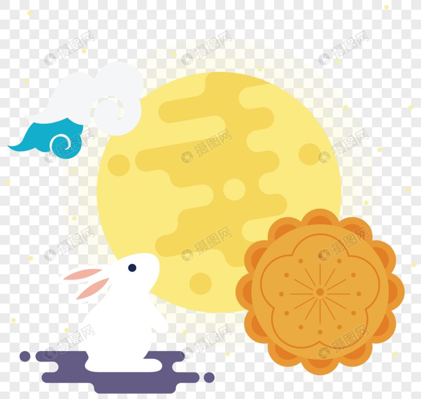 中秋节圆月月饼玉兔