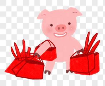 新年猪购物形象高清图片