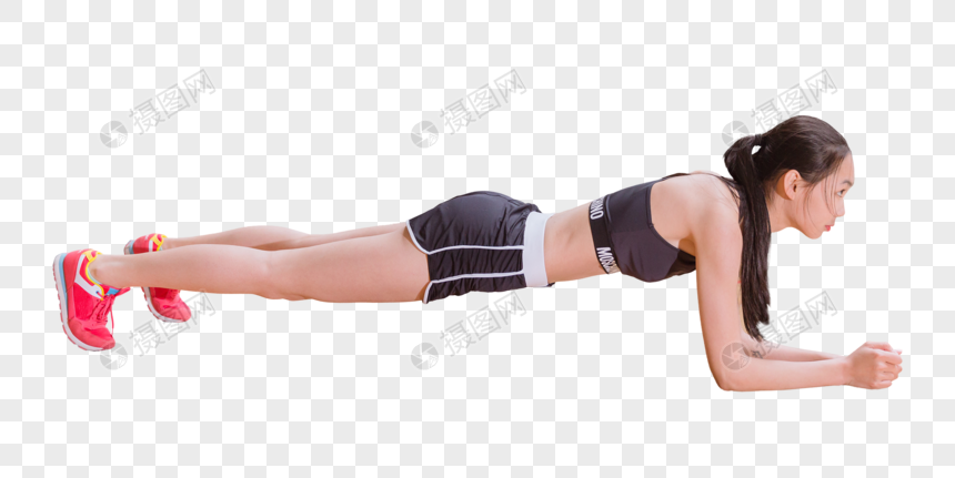 运动健身活力美女平板撑图片