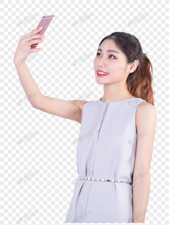 商务套裙女性手机自拍图片