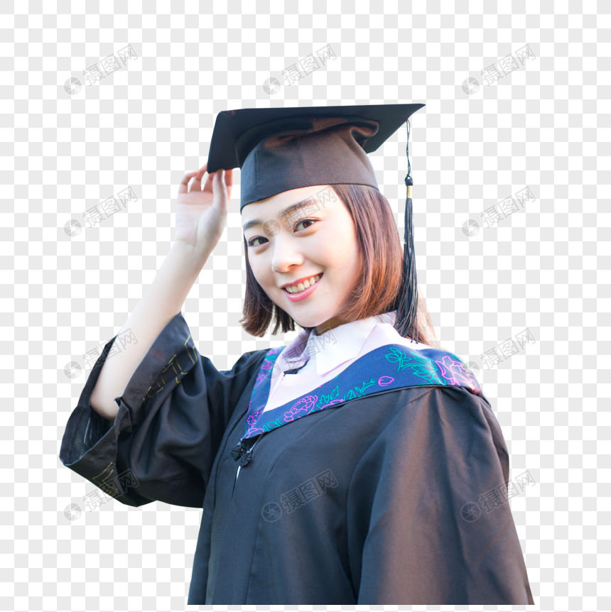 穿着学士服开心毕业的大学生图片