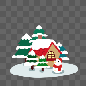 圣诞房屋和树高清图片