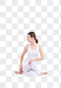 盘腿做瑜伽的女性图片