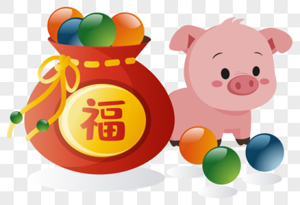 春节福气福袋猪年图片