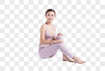 年轻健康女性坐着休息图片