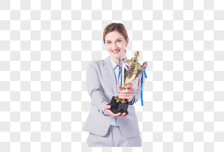 外国女性获得奖杯图片