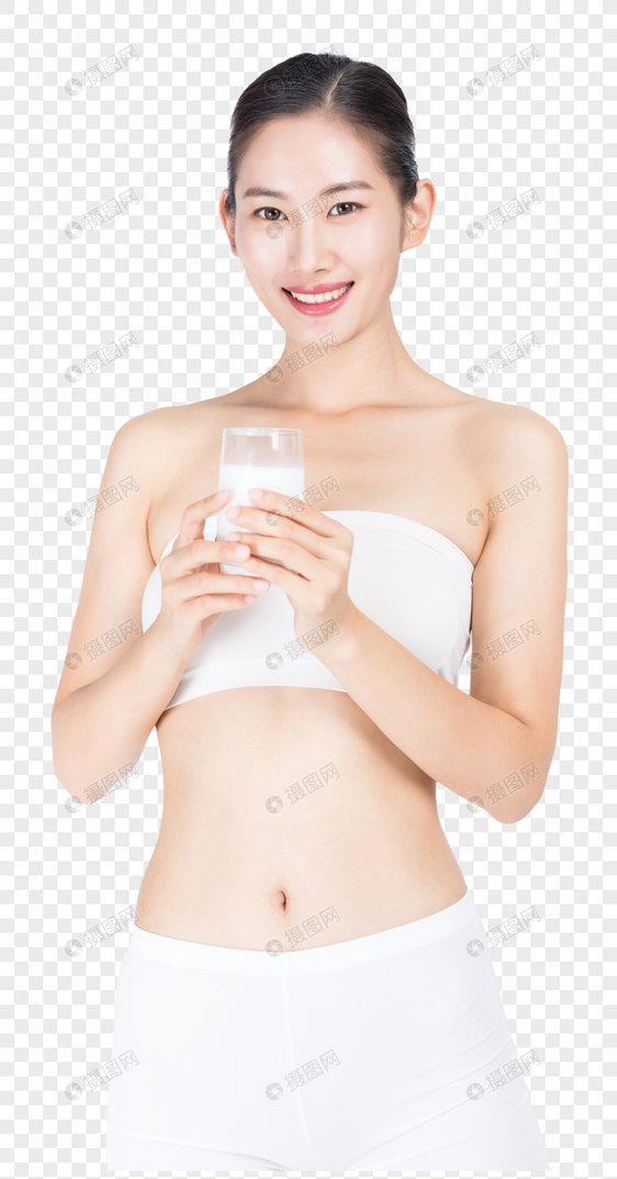 美女喝牛奶图片