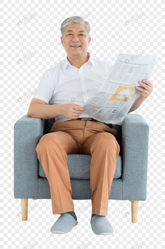 老年男性看报纸形象