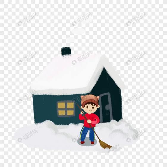 屋前扫雪