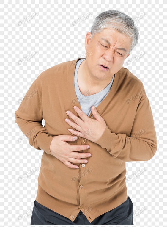 老年男性胸口疼形象