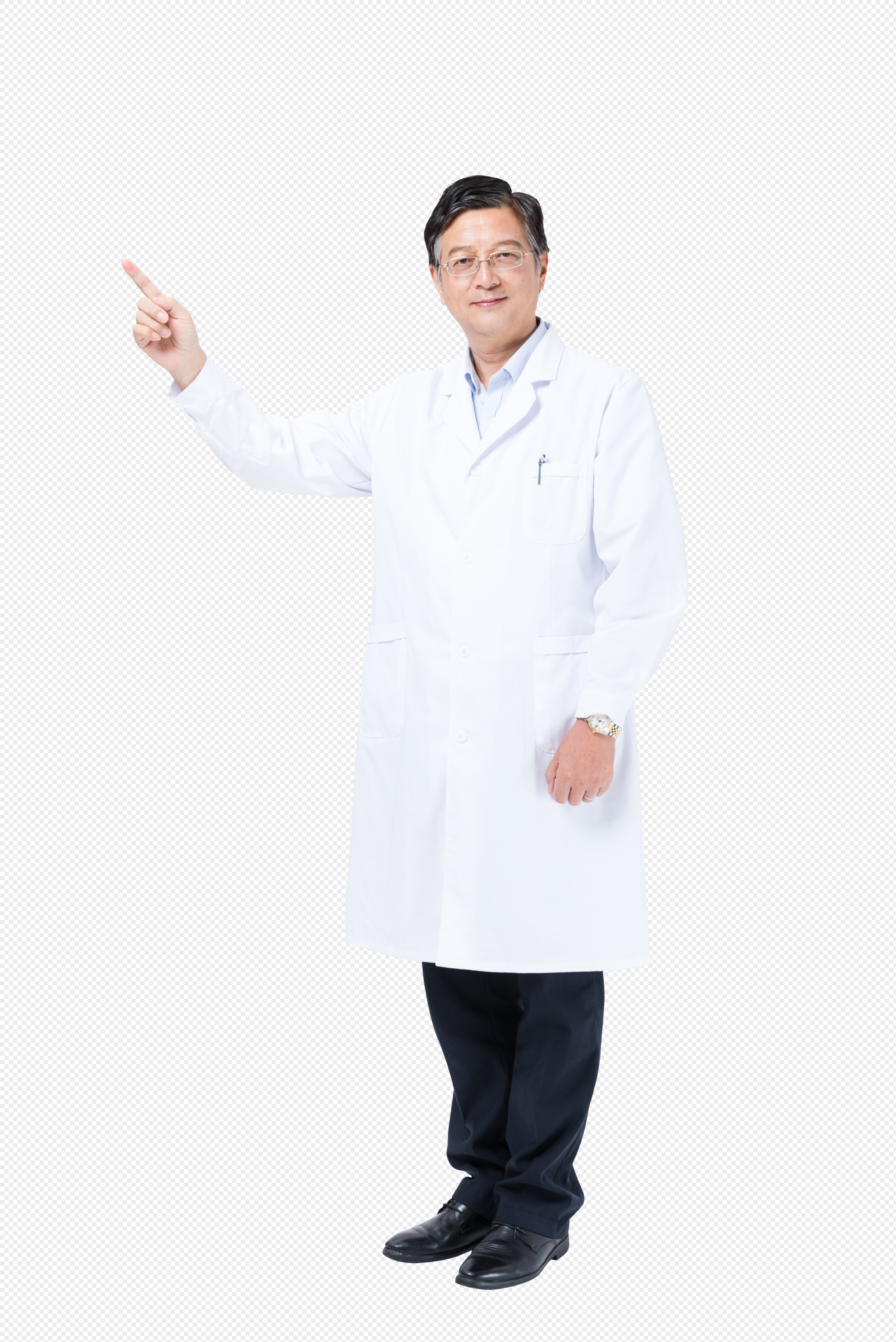 老年医生穿白大褂形象元素素材png格式_设计素材免费