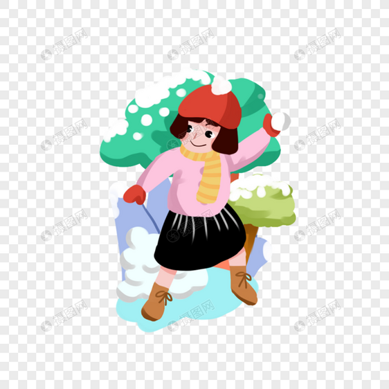 打雪仗的女孩