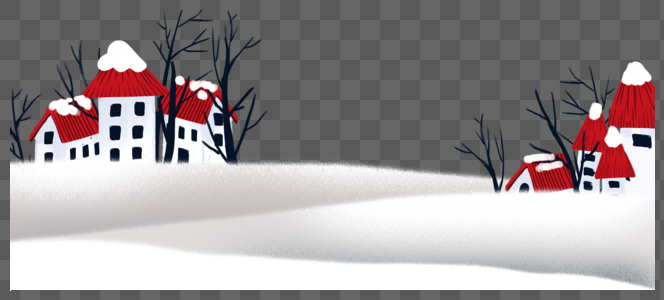 雪地里的红房子图片