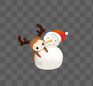 雪人与小鹿圣诞装饰高清图片
