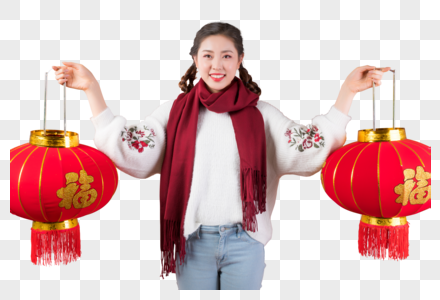 女性手拿红灯笼图片