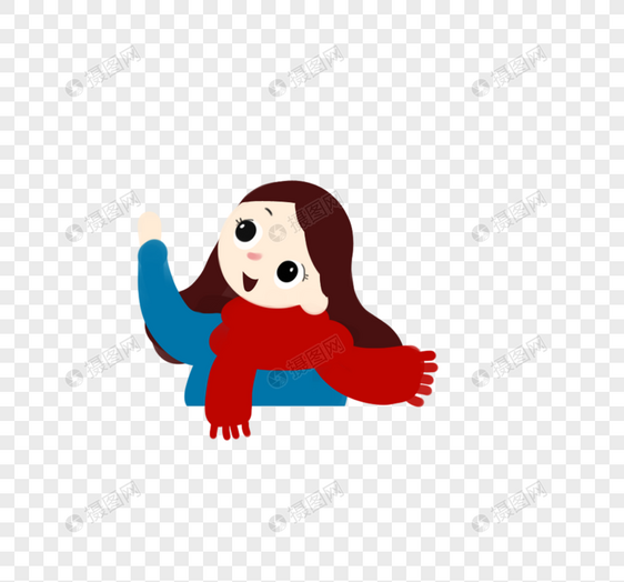 带着红围脖的女孩