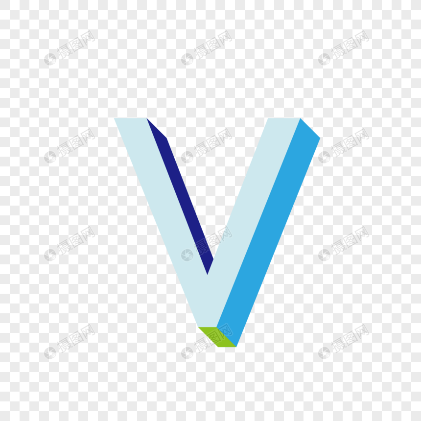 立体英文字母V元素素材eps格式_设计素材