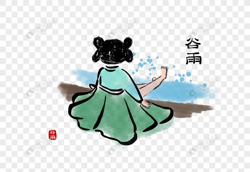 谷雨汉服小人图片