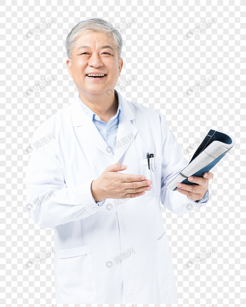 老年男性医生拿书形象图片