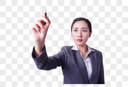 自信职业女性握笔科技手势图片