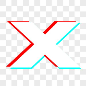 英文字母X蓝红字体高清图片