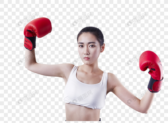 年轻女性拳击运动图片