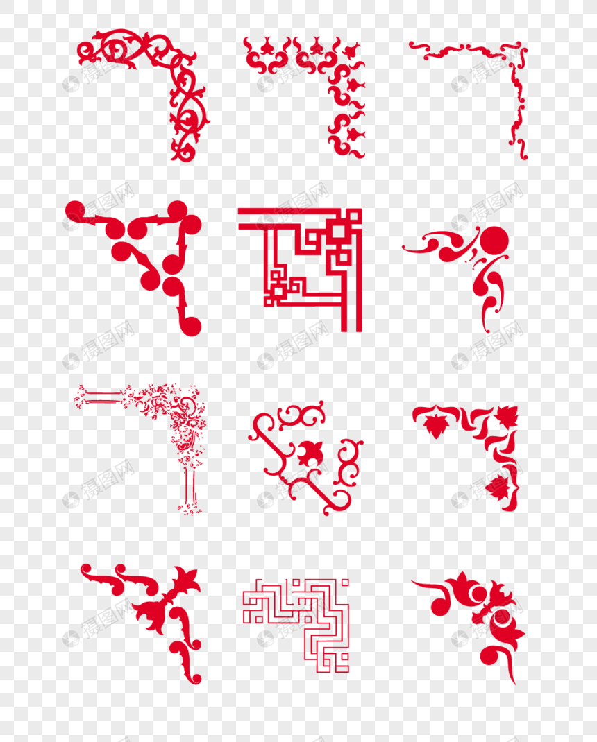 红色边框花纹中国风元素素材psd格式_设计素材免费